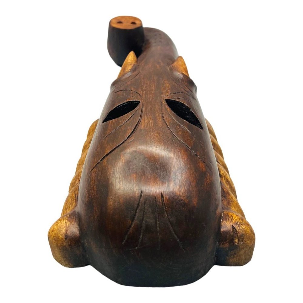 Large 14" x 5.75" Wood Elephant Wall Sconce Hand Carved in India - Picture 4 of 9